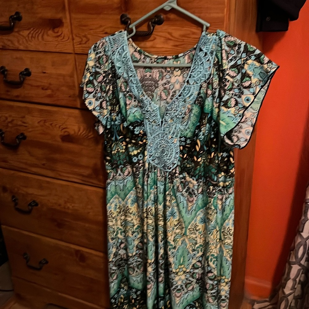 Blue and black dress